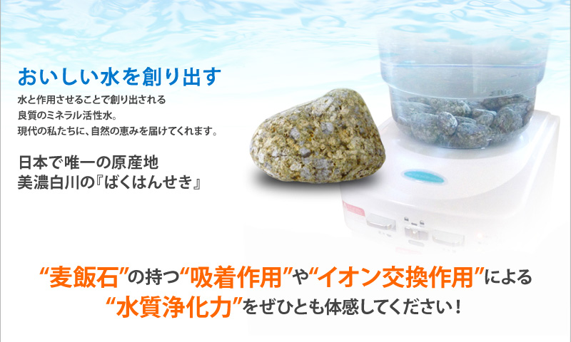 おいしい水を創り出す日本で唯一の原産地美濃白川の『ばくはんせき』